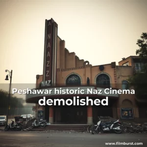 Artistic representation for Peshawar historic Naz Cinema demolished
