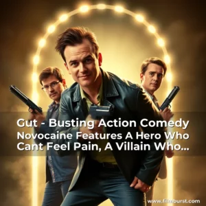 Artistic representation for Gut - Busting Action Comedy Novocaine Features A Hero Who Cant Feel Pain, A Villain Who Can, And A Cast Of Hilarious Sidekicks.