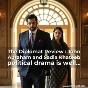 Artistic representation for The Diplomat Review : John Abraham and Sadia Khateeb political drama is well intentioned but bland and dry
