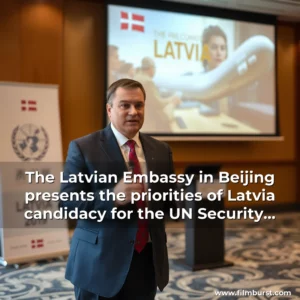 Artistic representation for The Latvian Embassy in Beijing presents the priorities of Latvia candidacy for the UN Security Council and screens The Flow