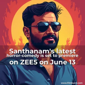 Artistic representation for Santhanam's latest horror-comedy is set to premiere on ZEE5 on June 13